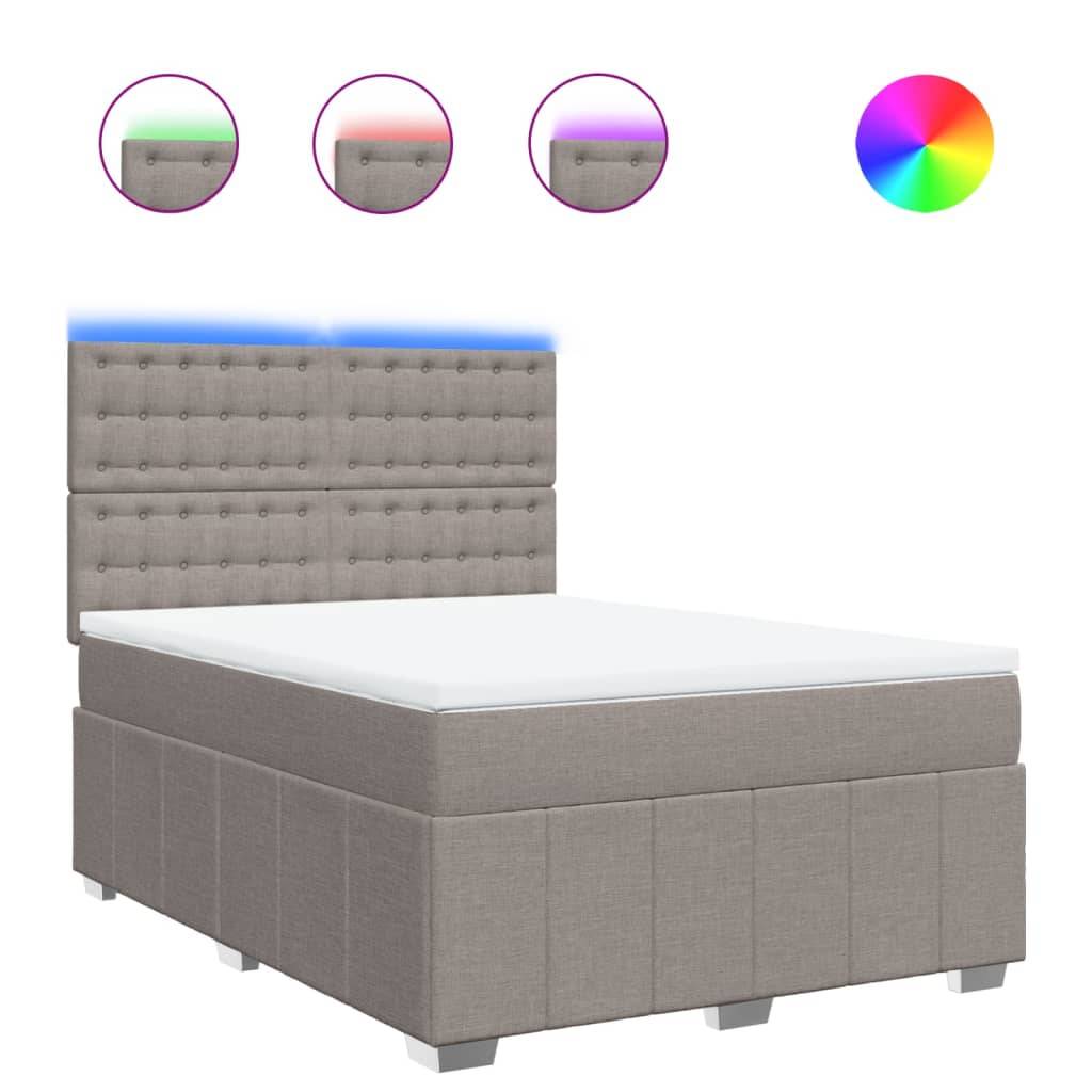 vidaXL Boxspringbett mit Matratze Taupe 160x200 cm Stoff