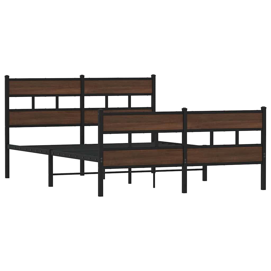 vidaXL Metallbett ohne Matratze Braun Eichen-Optik 160x200 cm