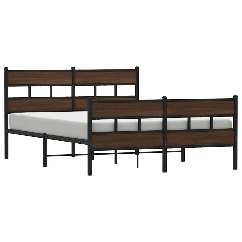 vidaXL Metallbett ohne Matratze Braun Eichen-Optik 160x200 cm