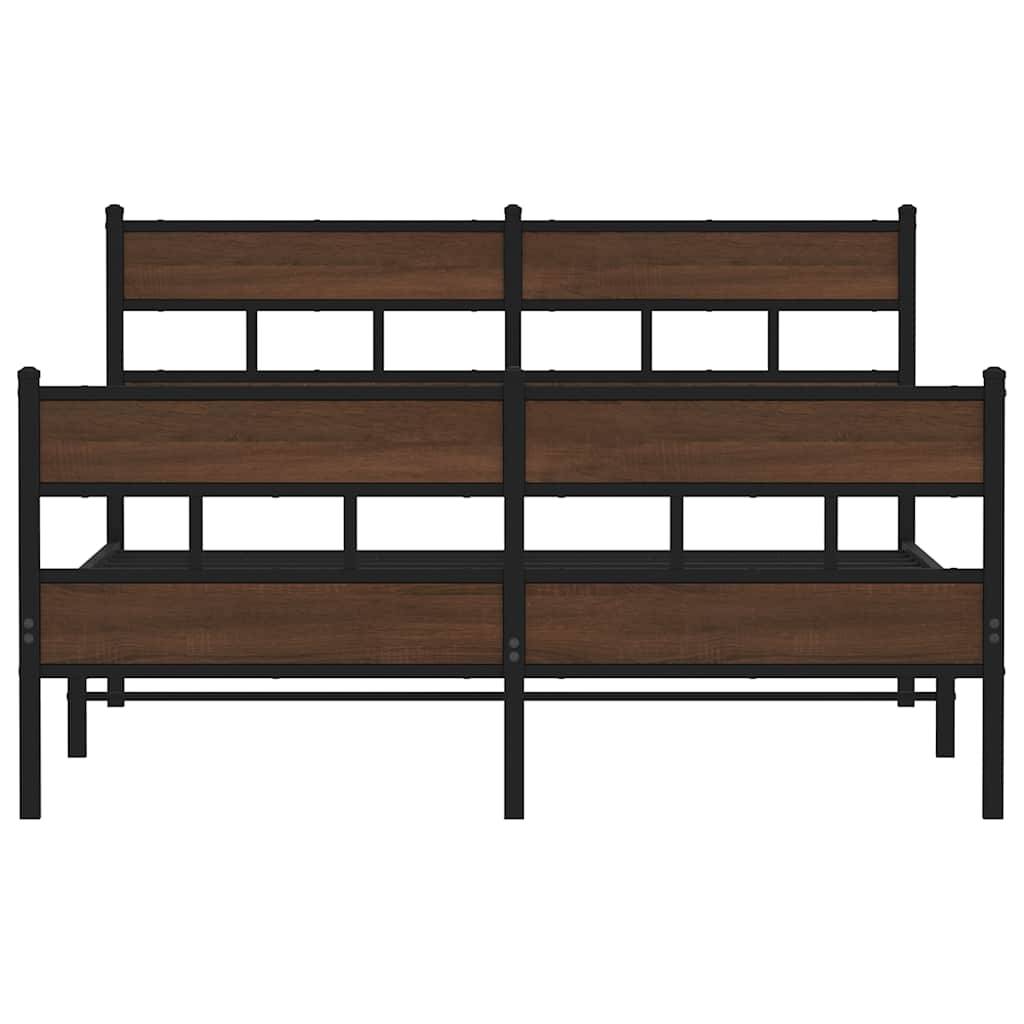vidaXL Metallbett ohne Matratze Braun Eichen-Optik 160x200 cm