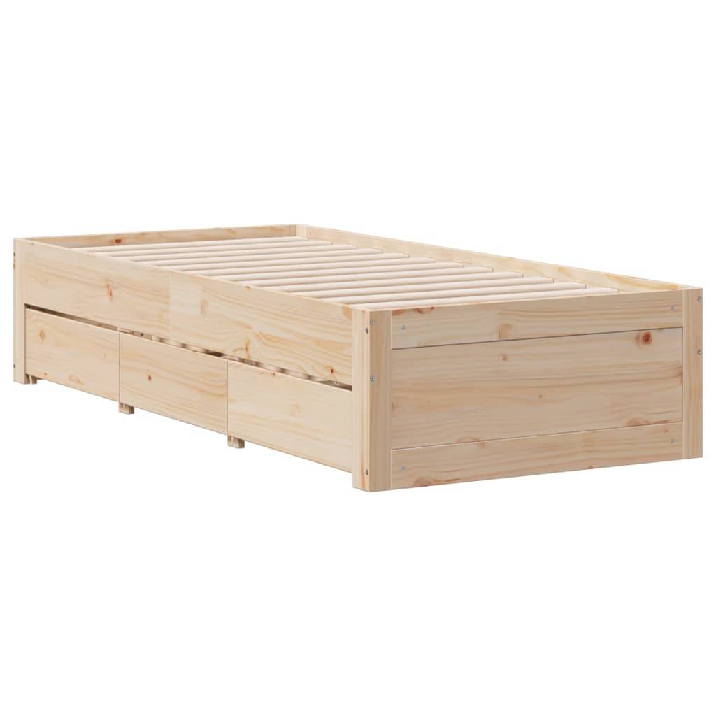 vidaXL Massivholzbett ohne Matratze mit Schubladen 75x190 cm