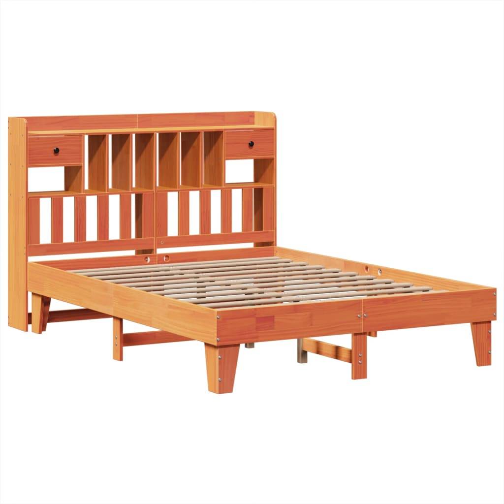 vidaXL Massivholzbett ohne Matratze Wachsbraun 150x200 cm Kiefernholz