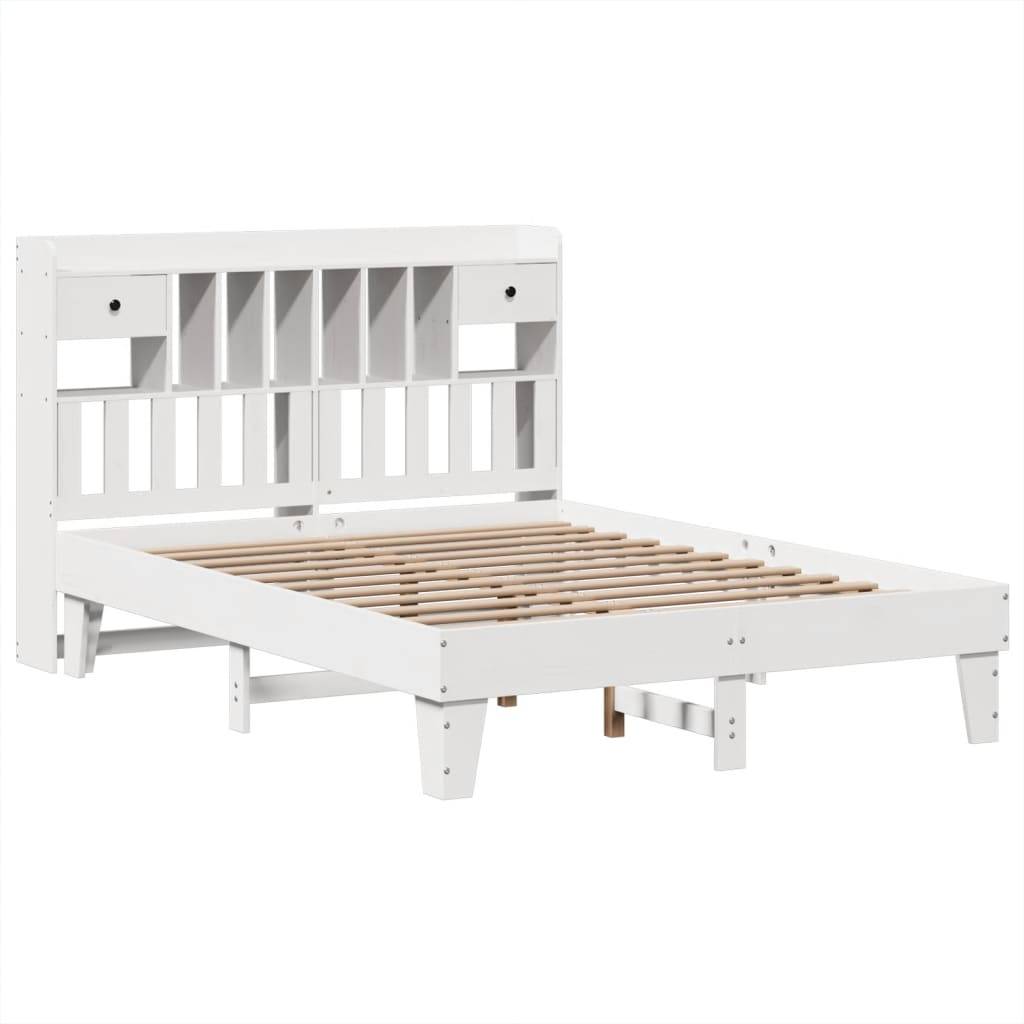 vidaXL Massivholzbett ohne Matratze Weiß 140x190 cm Kiefernholz