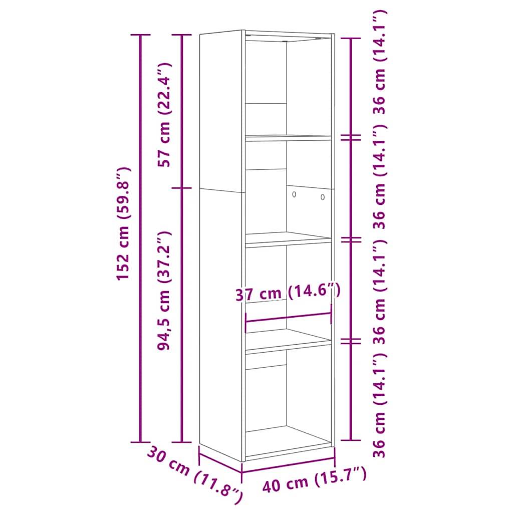 vidaXL Bücherregal Räuchereiche 40x30x152 cm Holzwerkstoff