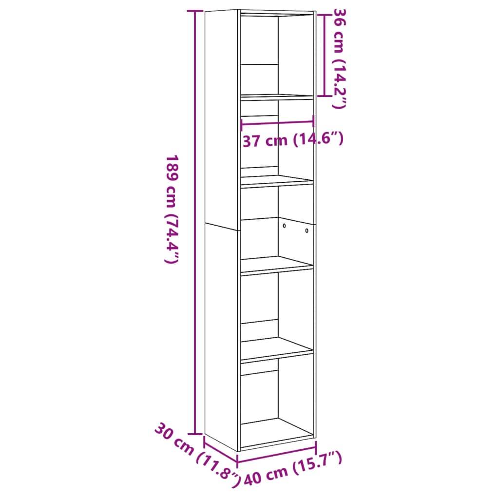 vidaXL Bücherregal Artisan-Eiche 40x30x189 cm Holzwerkstoff