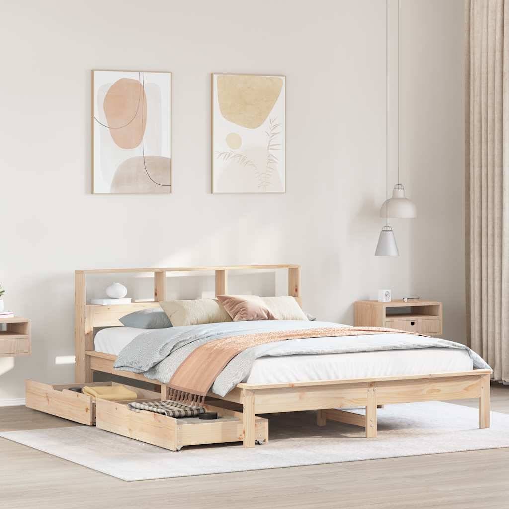 vidaXL Massivholzbett mit Regal ohne Matratze 120x190 cm Kiefer
