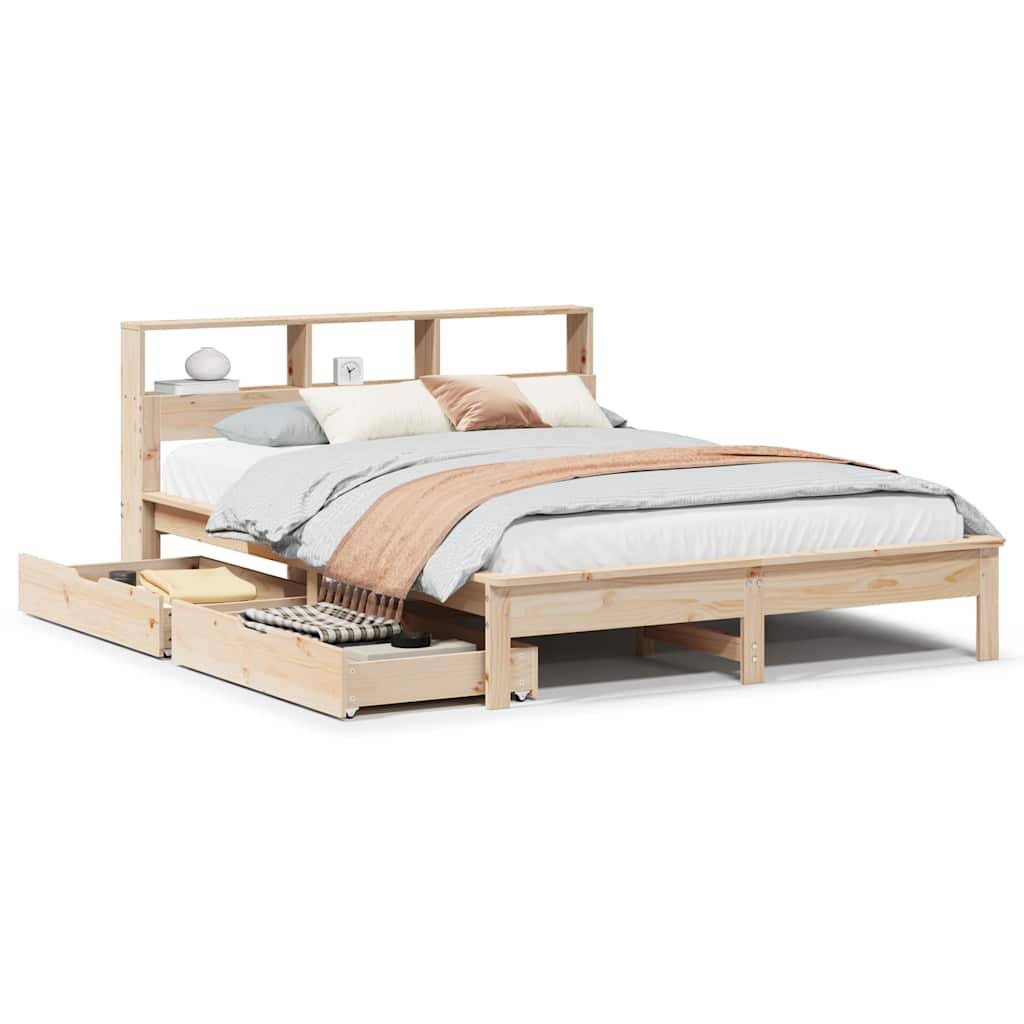 vidaXL Massivholzbett mit Regal ohne Matratze 120x190 cm Kiefer