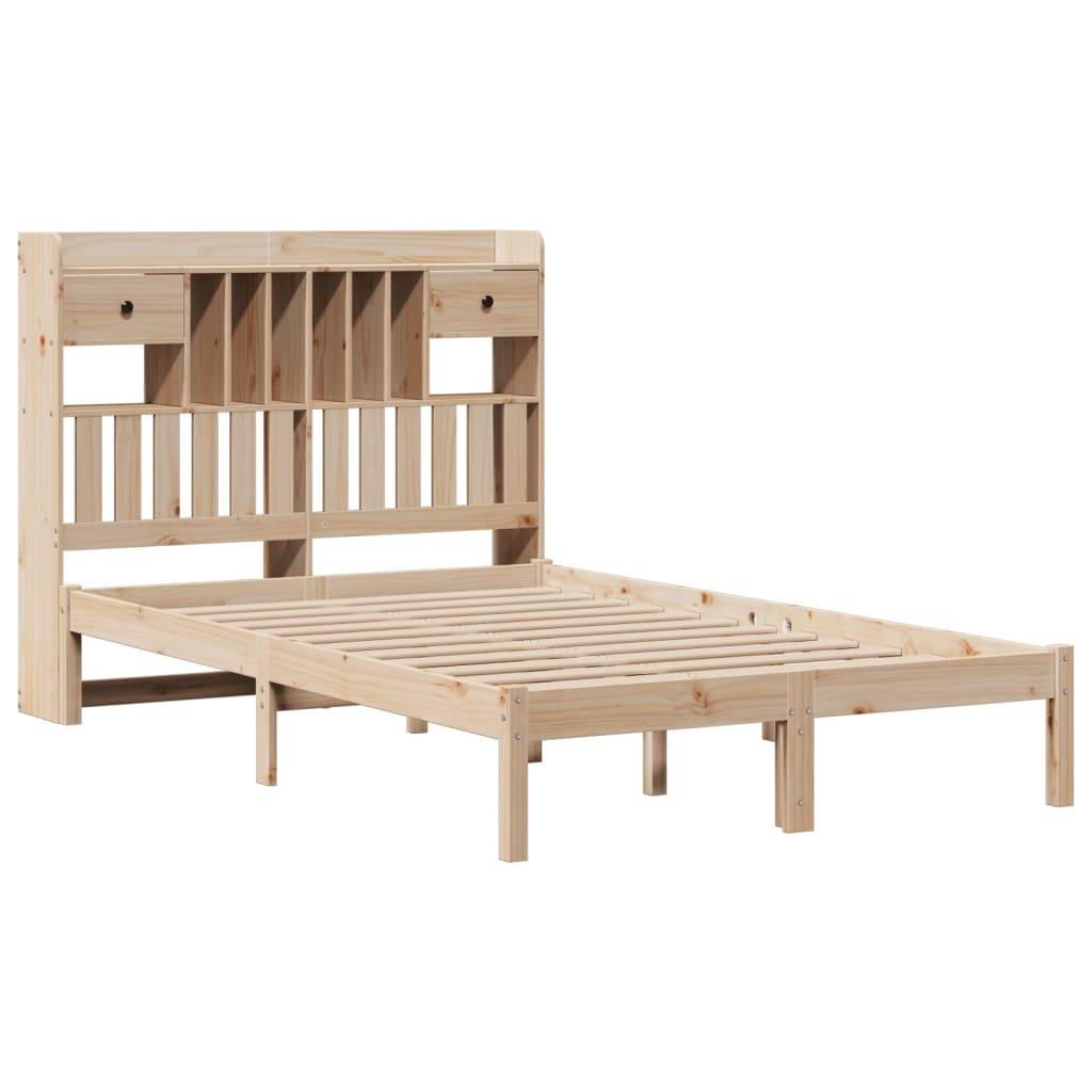vidaXL Massivholzbett mit Regal ohne Matratze 135x190 cm Kiefernholz