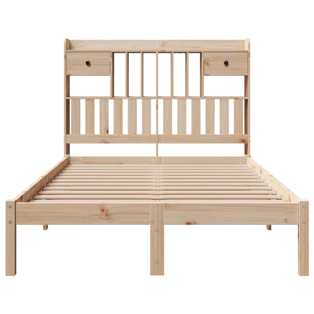 vidaXL Massivholzbett mit Regal ohne Matratze 135x190 cm Kiefernholz