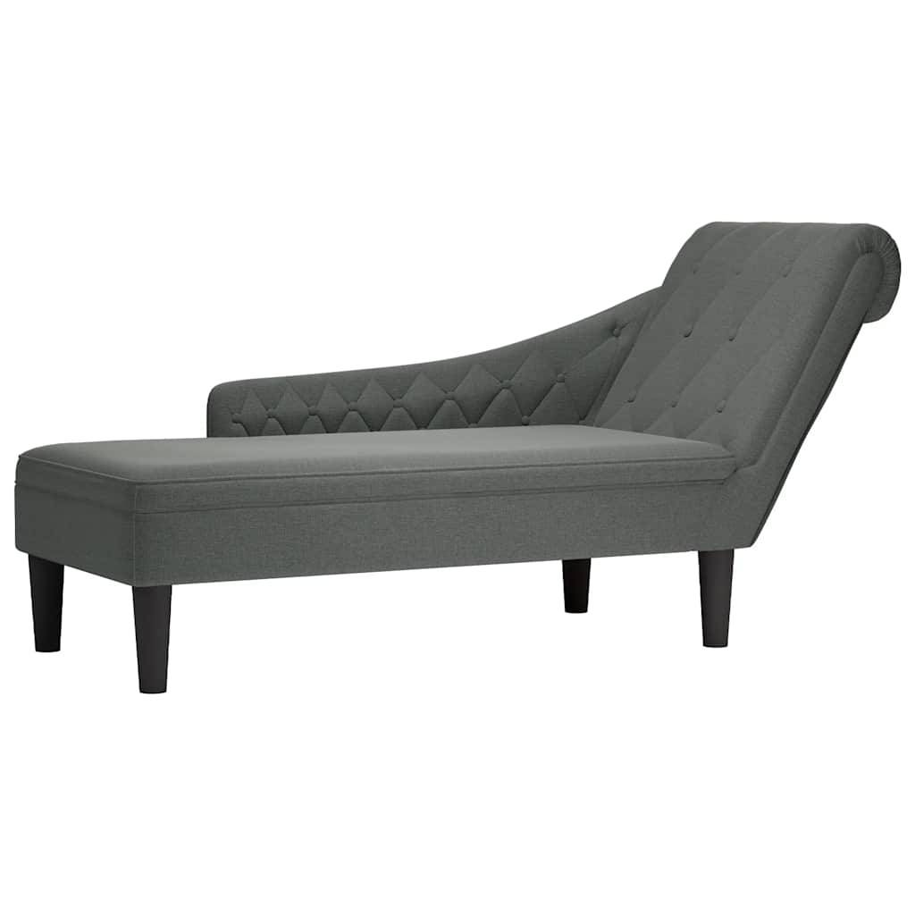 vidaXL Chaiselongue mit Kissen und Rechter Armlehne Dunkelgrau Stoff