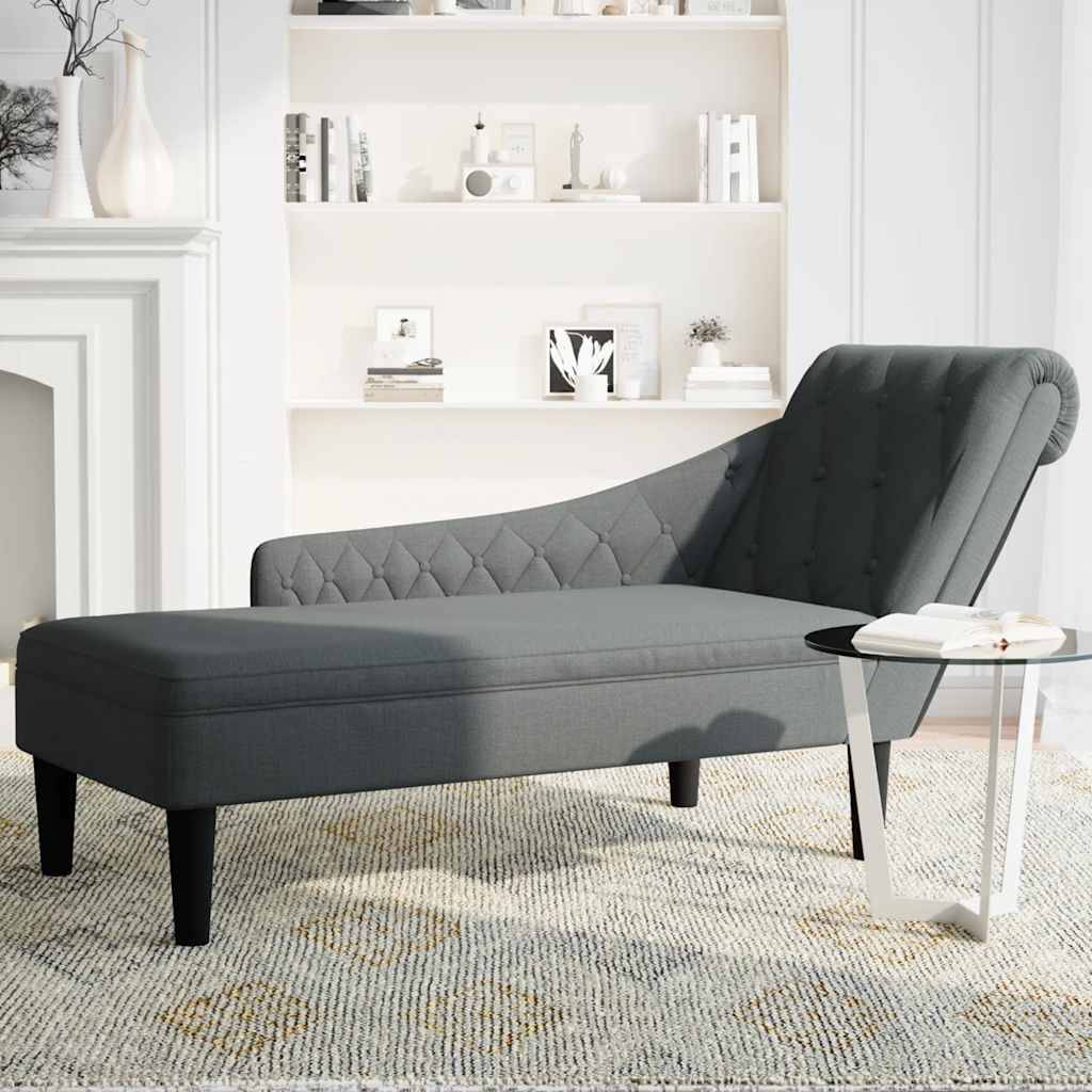 vidaXL Chaiselongue mit Kissen und Rechter Armlehne Dunkelgrau Stoff