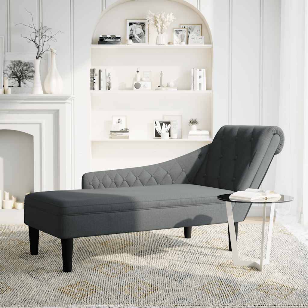 vidaXL Chaiselongue mit Kissen und Rechter Armlehne Dunkelgrau Stoff