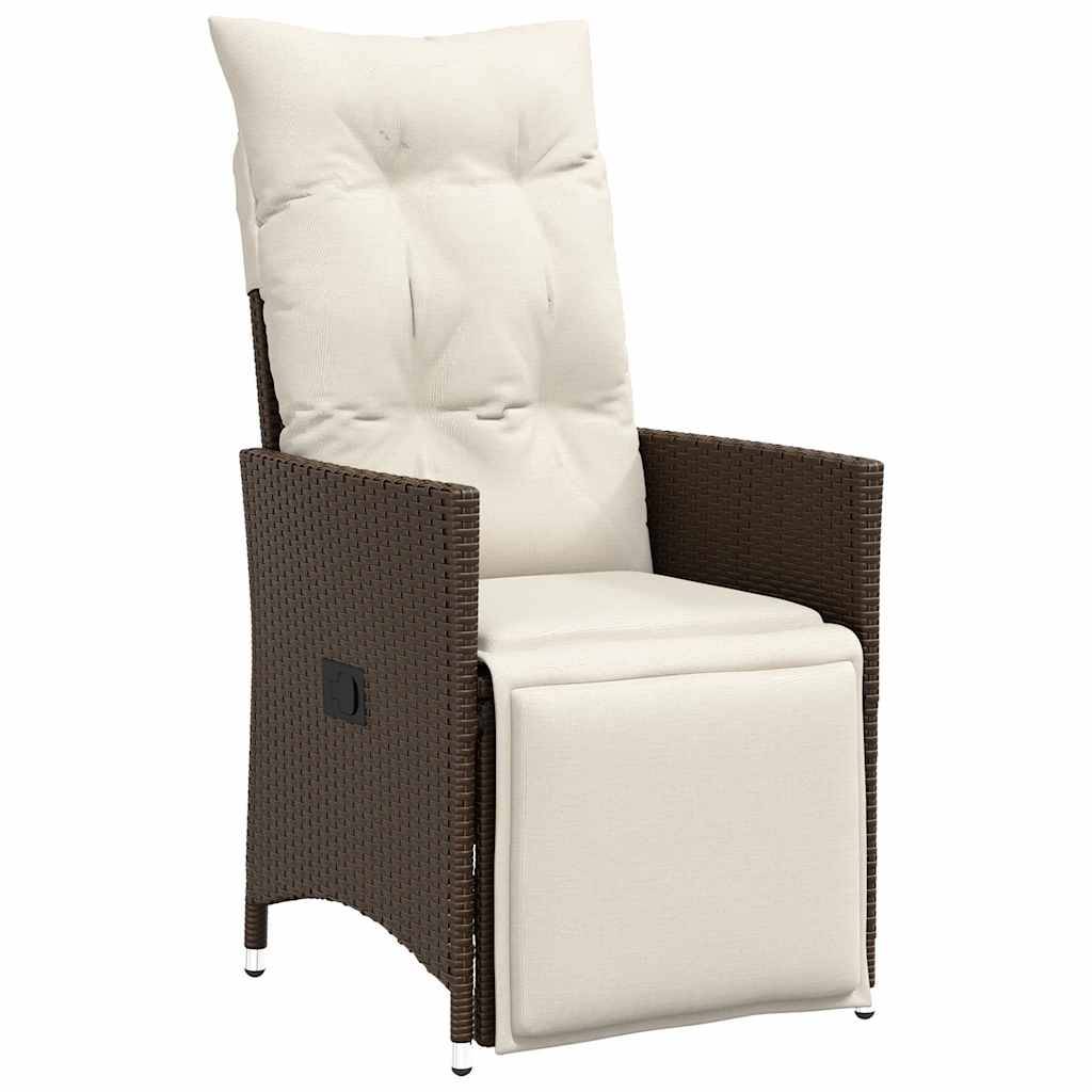 vidaXL 9-tlg. Garten-Essgruppe mit Kissen Braun Poly Rattan
