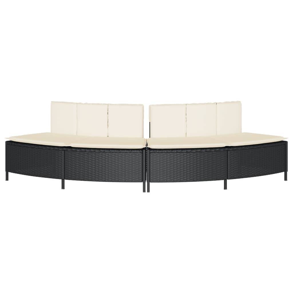 vidaXL Whirlpool-Bänke mit Auflagen 2 Stk. Schwarz Poly Rattan