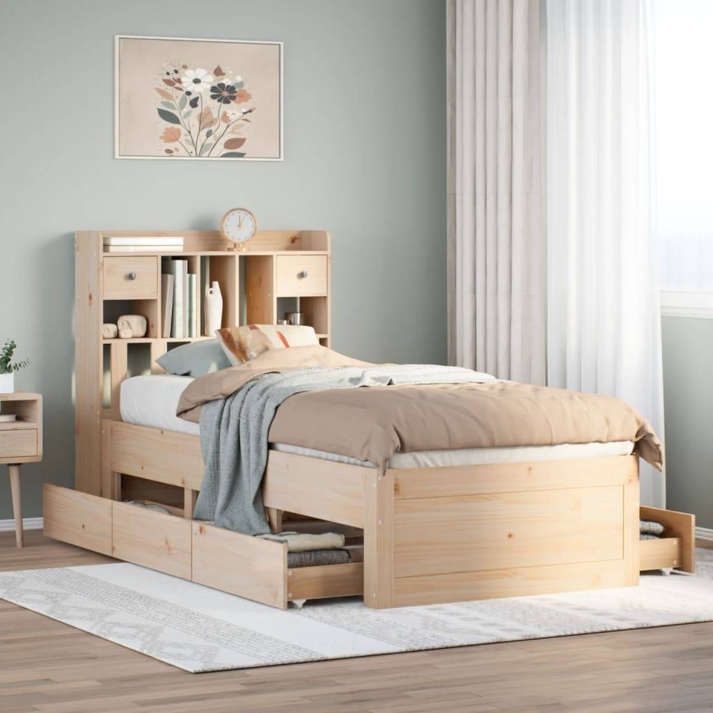 vidaXL Bücherregalbett ohne Matratze 75x190 cm Massivholz Kiefer