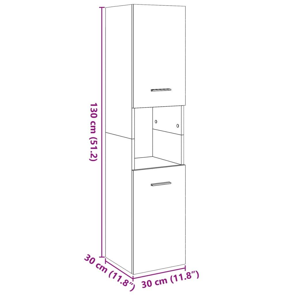 vidaXL Bad-Hängeschrank Betongrau 30x30x130 cm Holzwerkstoff