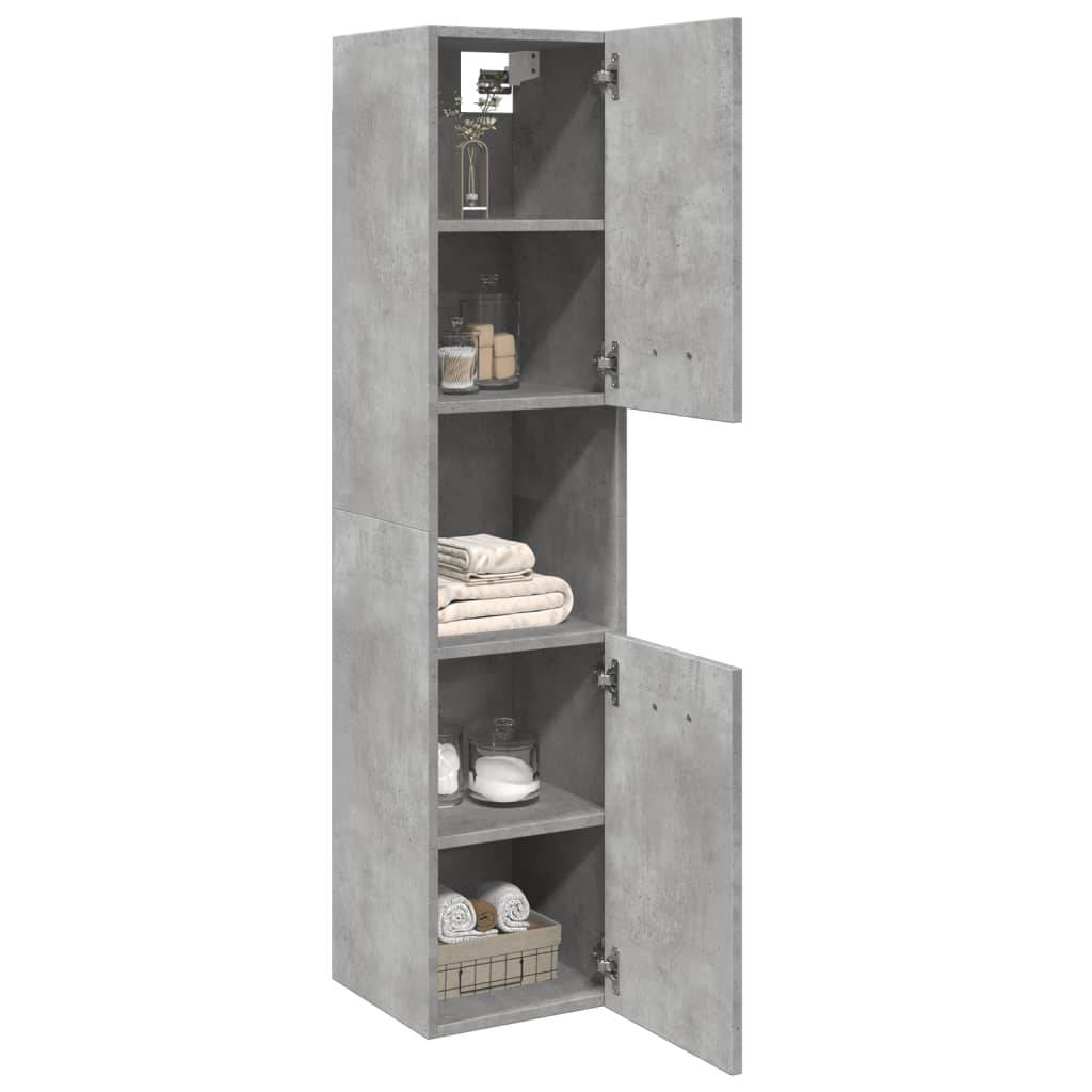 vidaXL Bad-Hängeschrank Betongrau 30x30x130 cm Holzwerkstoff