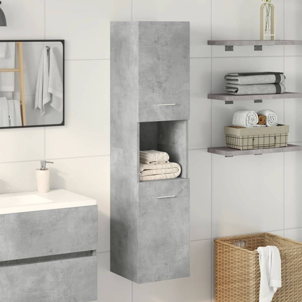 vidaXL Bad-Hängeschrank Betongrau 30x30x130 cm Holzwerkstoff