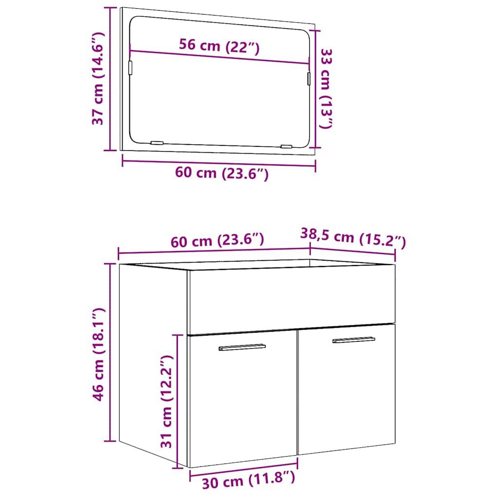 vidaXL 2-tlg. Badmöbel-Set Betongrau Holzwerkstoff