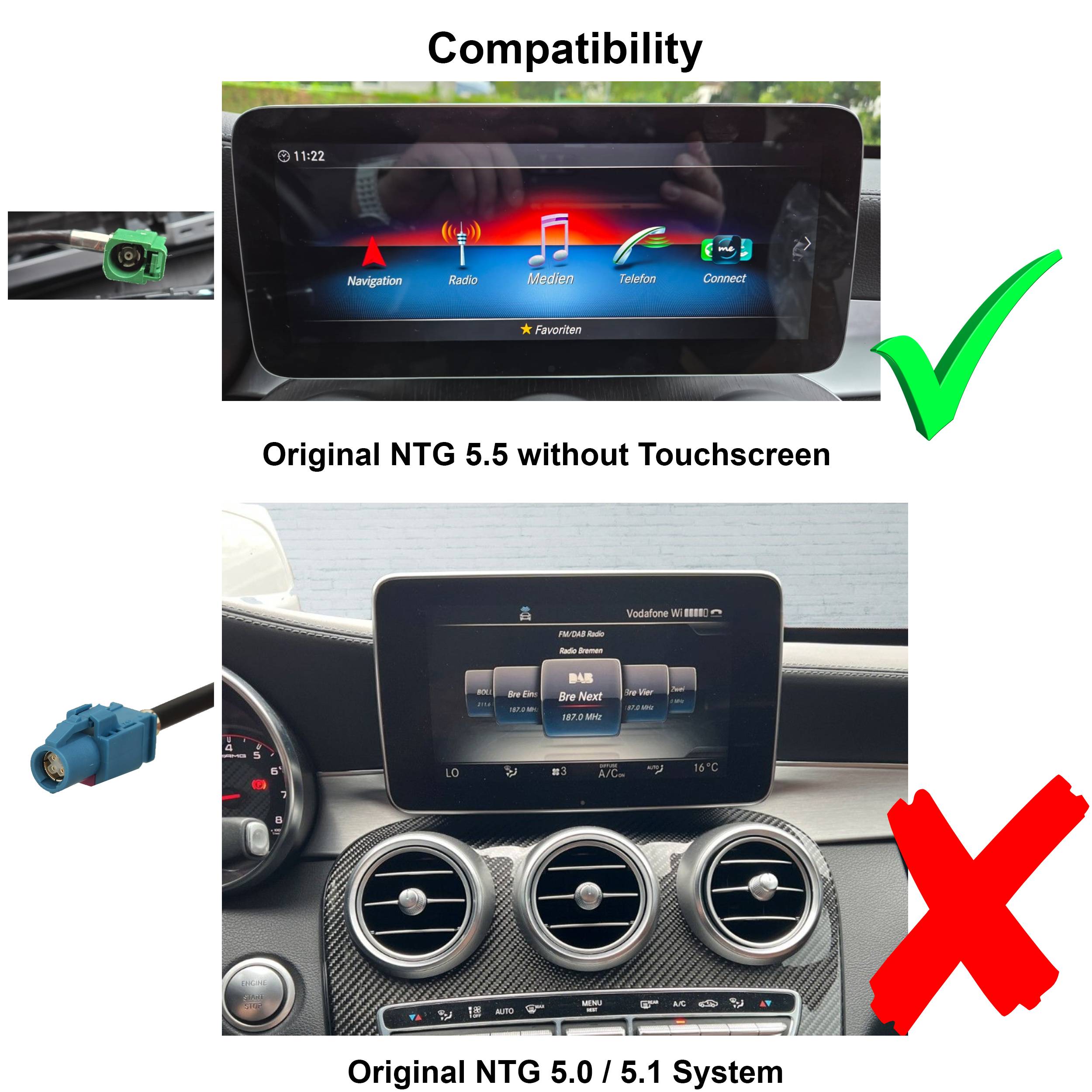 Für Mercedes C GLC V W447 W205 X253 NTG 5.5 12" Touchscreen Android Navi Carplay