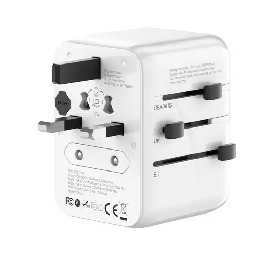Offgridtec Reiseadapter Universal Weltweit Schuko 3x USB-A und 1x USB-C Weiß Offgridtec Reiseadapter Universal Weltweit Schuko 3x USB-A und 1x USB-C Weiß