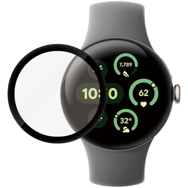 PanzerGlass - Bildschirmschutz für Smartwatch - ultrabreite Passform - Glas - Rahmenfarbe schwarz - für Google Pixel Wat