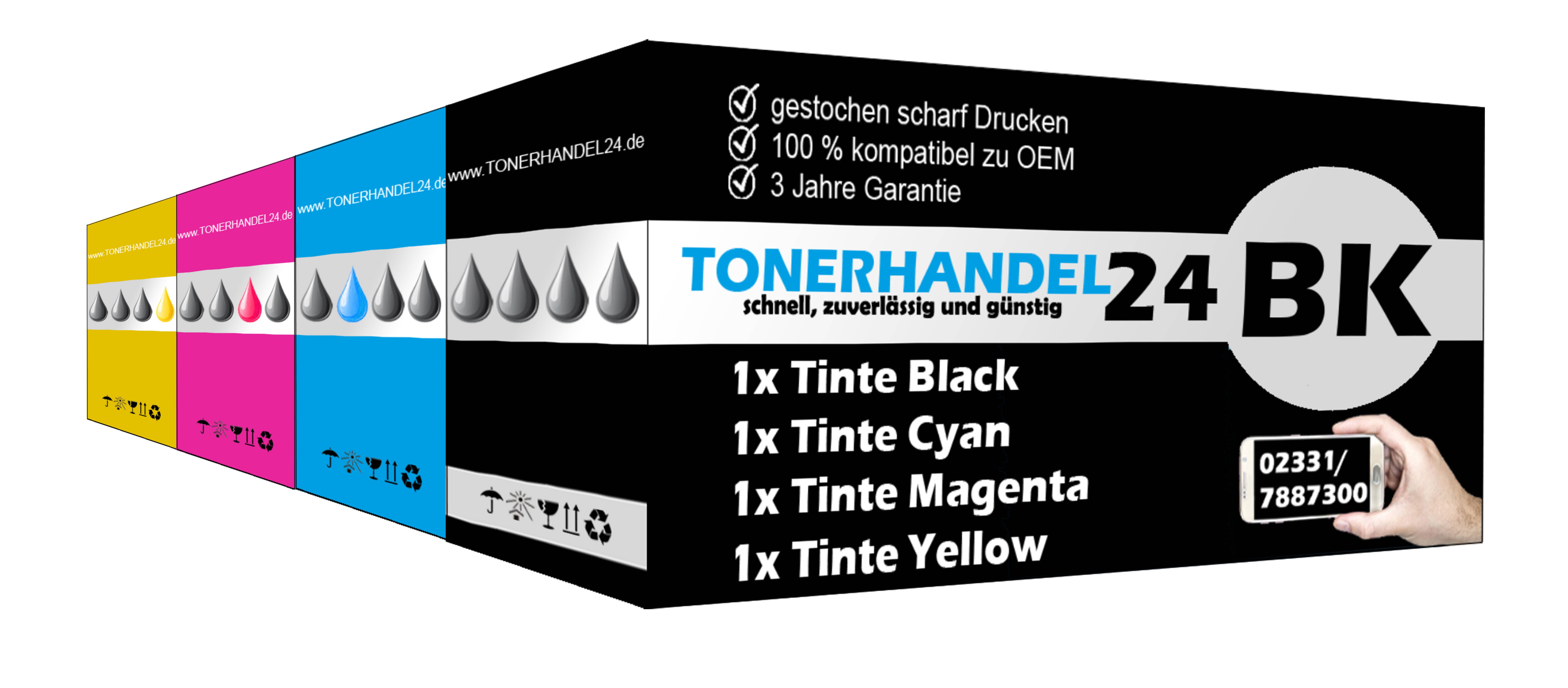 SG Tintennachfüllfläschchen gelb, magenta, schwarz, cyan (C13T00P640-3) ersetzt 104