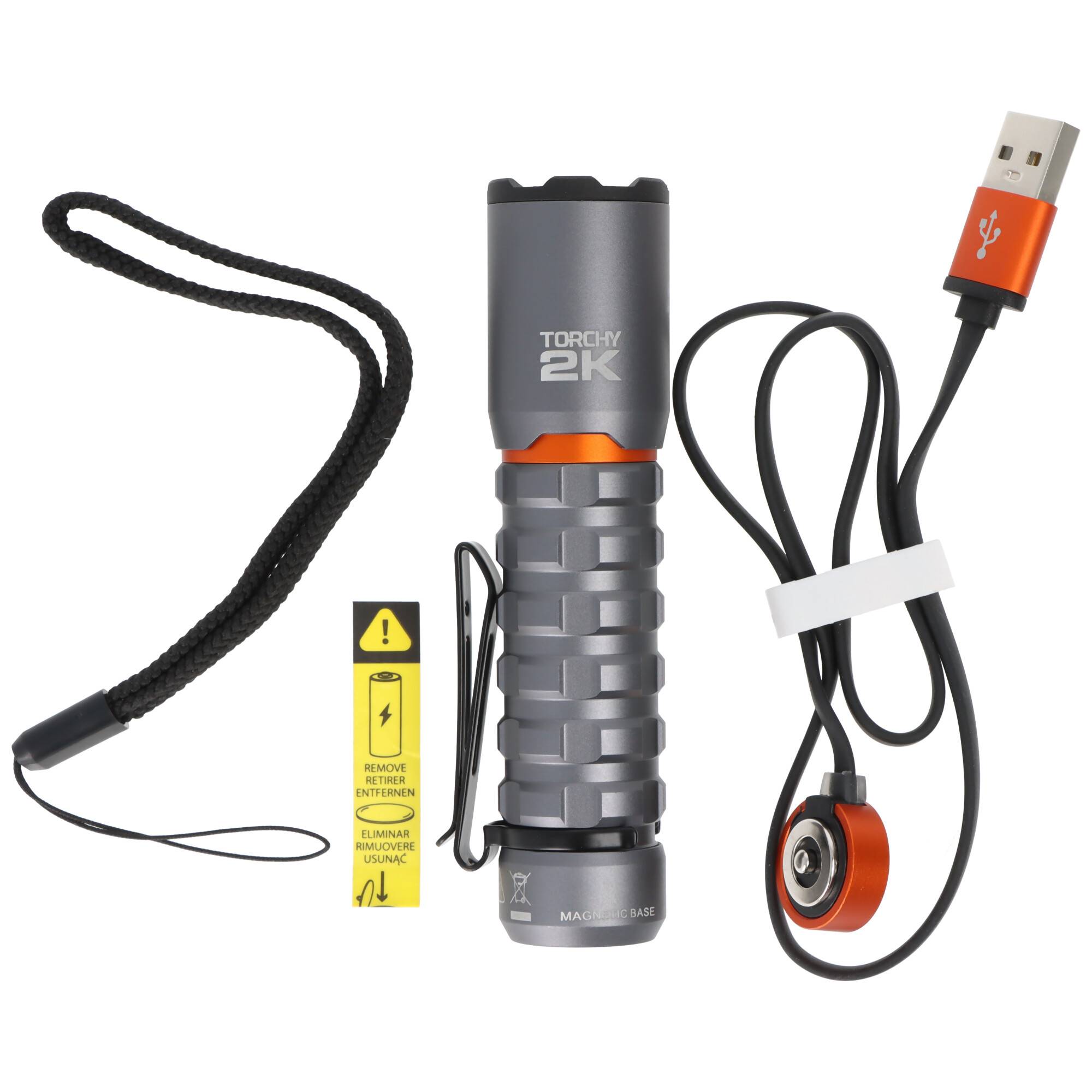 NEBO LED Taschenlampe TORCHY 2K mit bis zu 2000lm und 200m Leuchtweite integrierter 18650 Akku Li-ion 3,7V 2200mAh