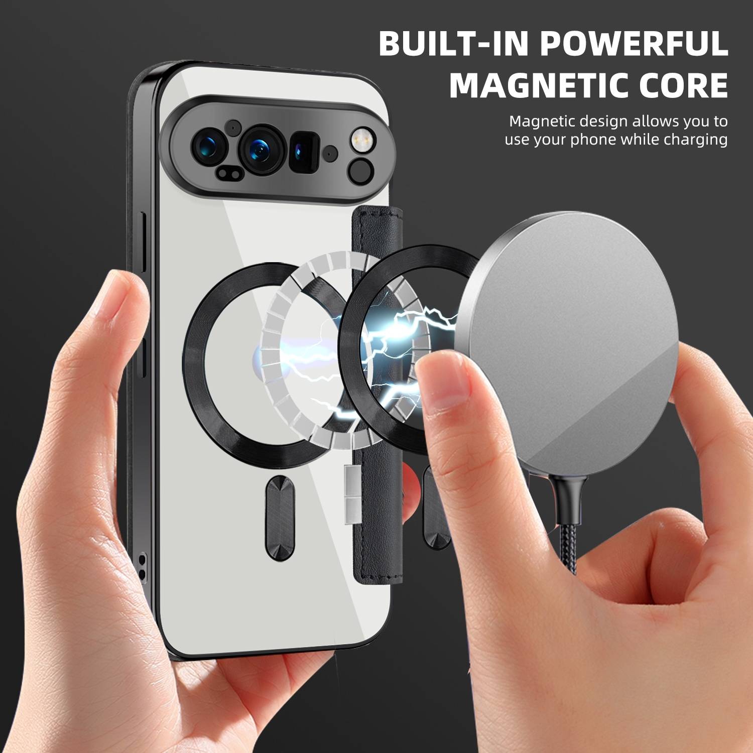 Für Google Pixel 9 Pro XL Full Magsafe Kunstleder Schutz Hülle Schwarz