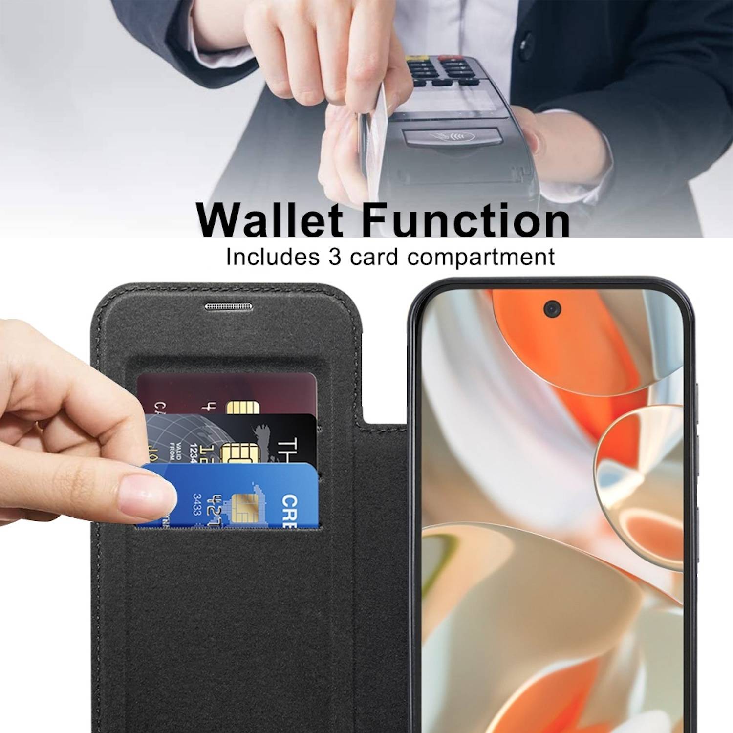 Für Google Pixel 9 Pro XL Full Magsafe Kunstleder Schutz Hülle Schwarz