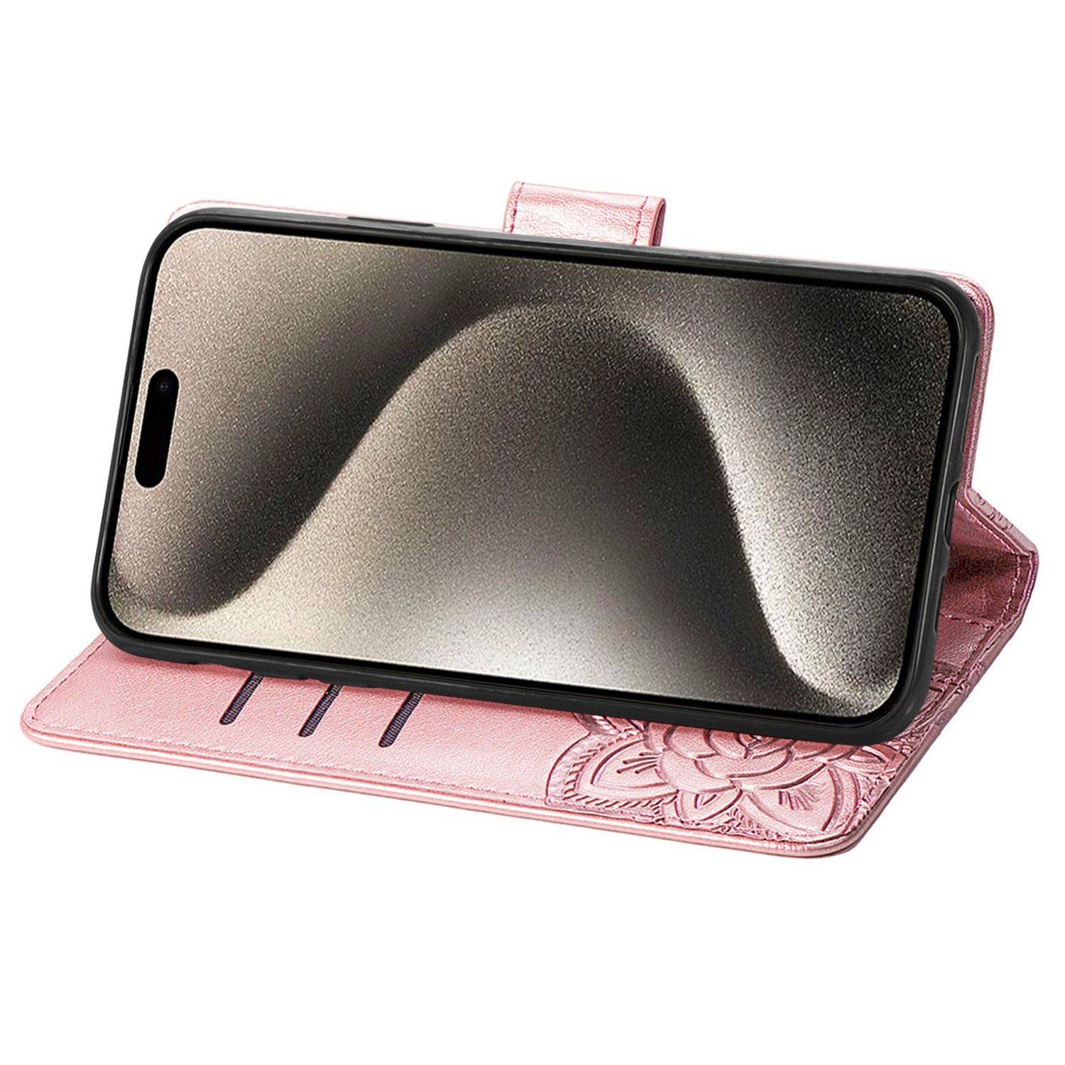 Für Apple iPhone 16 Pro Max Book Wallet Etuis Schmetterling Hülle Rosa