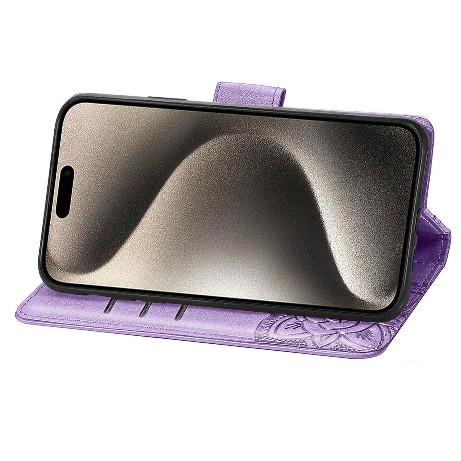 Für Apple iPhone 16 Pro Max Book Wallet Schmetterling Hülle H- Lila