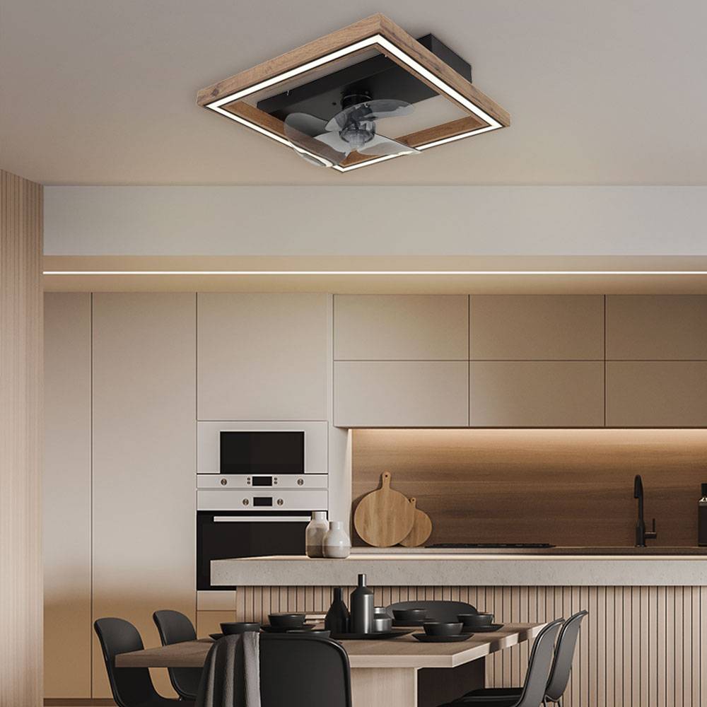 Deckenventilator Deckenlampe Lüfter LED dimmbar mit Fernbedienung, 6 Geschwindigkeitsstufen, Sommer-/Wintermodus, 24W 1000lm warmweiß-kaltweiß, LxH