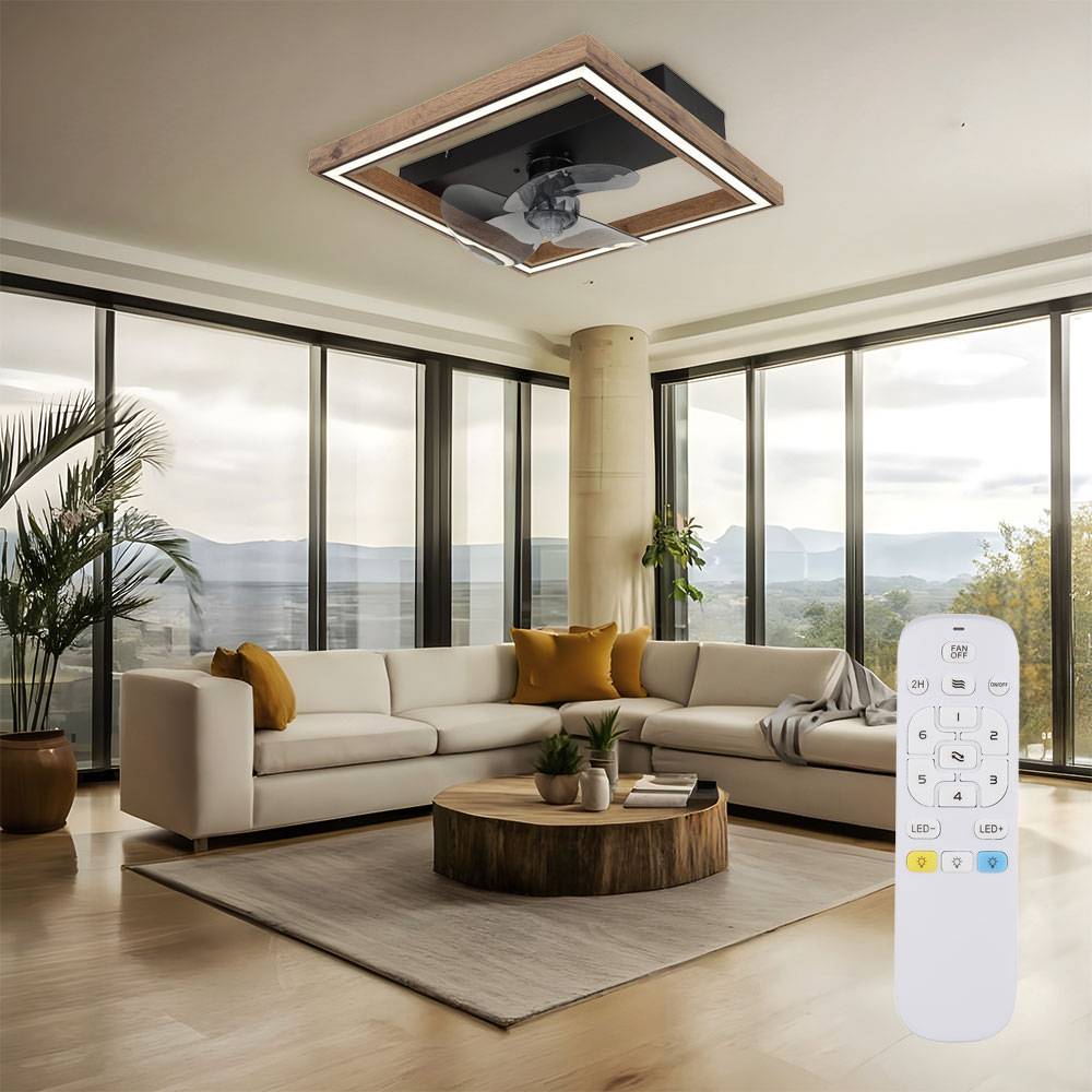 Deckenventilator Deckenlampe Lüfter LED dimmbar mit Fernbedienung, 6 Geschwindigkeitsstufen, Sommer-/Wintermodus, 24W 1000lm warmweiß-kaltweiß, LxH