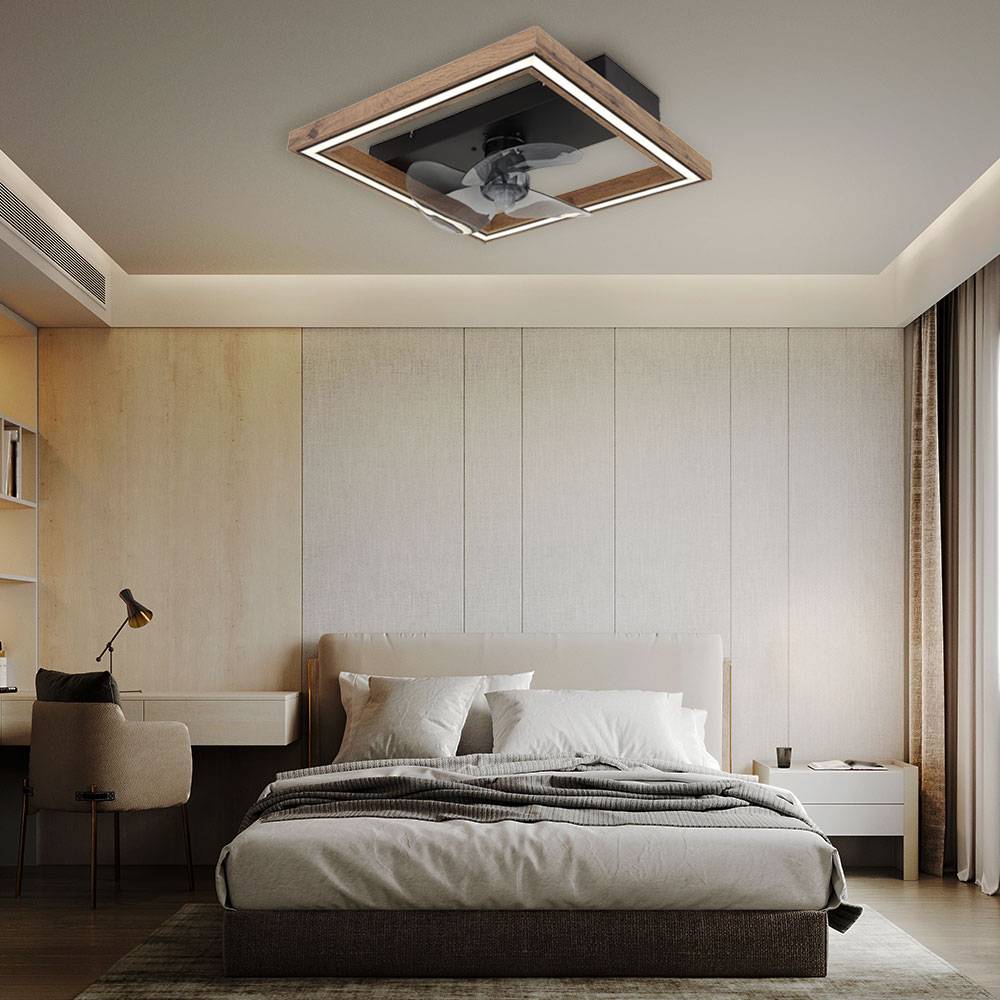 Deckenventilator Deckenlampe Lüfter LED dimmbar mit Fernbedienung, 6 Geschwindigkeitsstufen, Sommer-/Wintermodus, 24W 1000lm warmweiß-kaltweiß, LxH