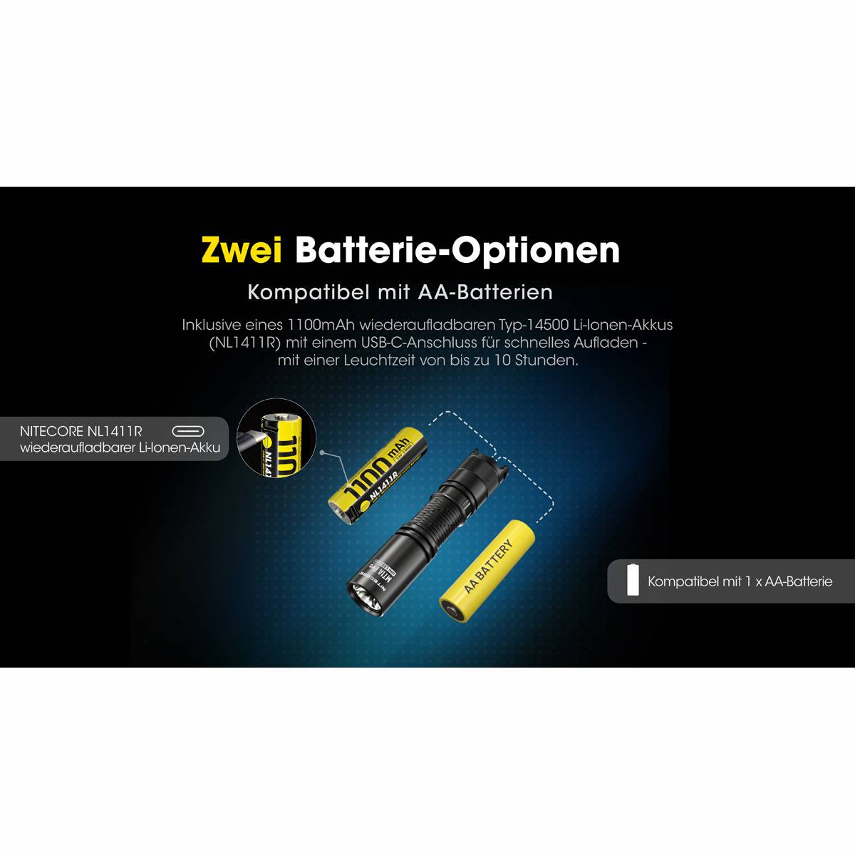 Nitecore MT1A PRO EDC-Taschenlampe 800 Lumen - Schwarz