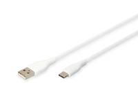 DIGITUS USB 2.0 Kabel Typ C -A Silikon St/St 0,5m weiß