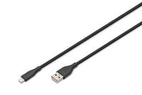 DIGITUS - Lightning Silikon Anschlusskabel, USB-A - Lightning 2m, schwarz