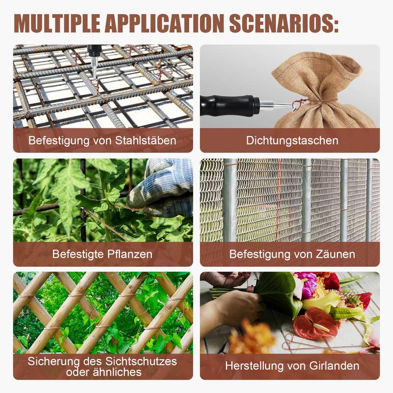 Drillapparat Betonbindedraht 1.0 x 140mm (1000 Stk.) verkupferter Rödeldraht mit Rödelzange Bindedraht für Draht Driller, Drilldraht inkl. Drillger