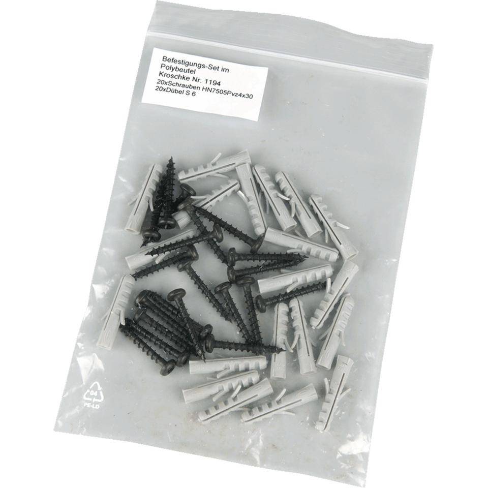 Befestigungs-Set, 20 Schrauben 4x30mm, 20 Fischer-Dübel S6
