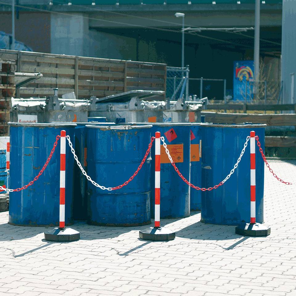K.57 Klapp-Pfosten Set,unbefüllt,rot/weiß,Kunststoff,H 870mm,Fuß Ø 300mm,6-tlg.