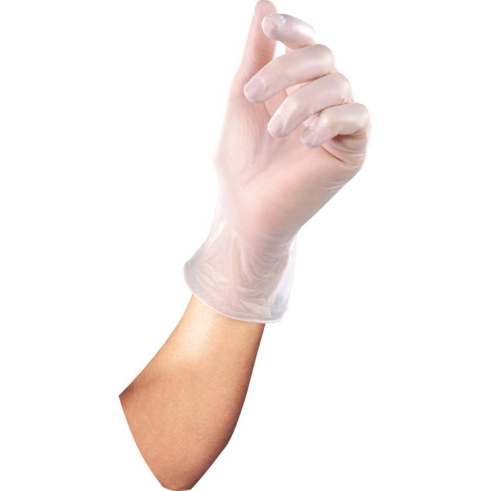 Work Einmalhandschuh SensaNyl®, Kat.I, transparent, puderfrei, Vinyl, Größe 8, 100/VE
