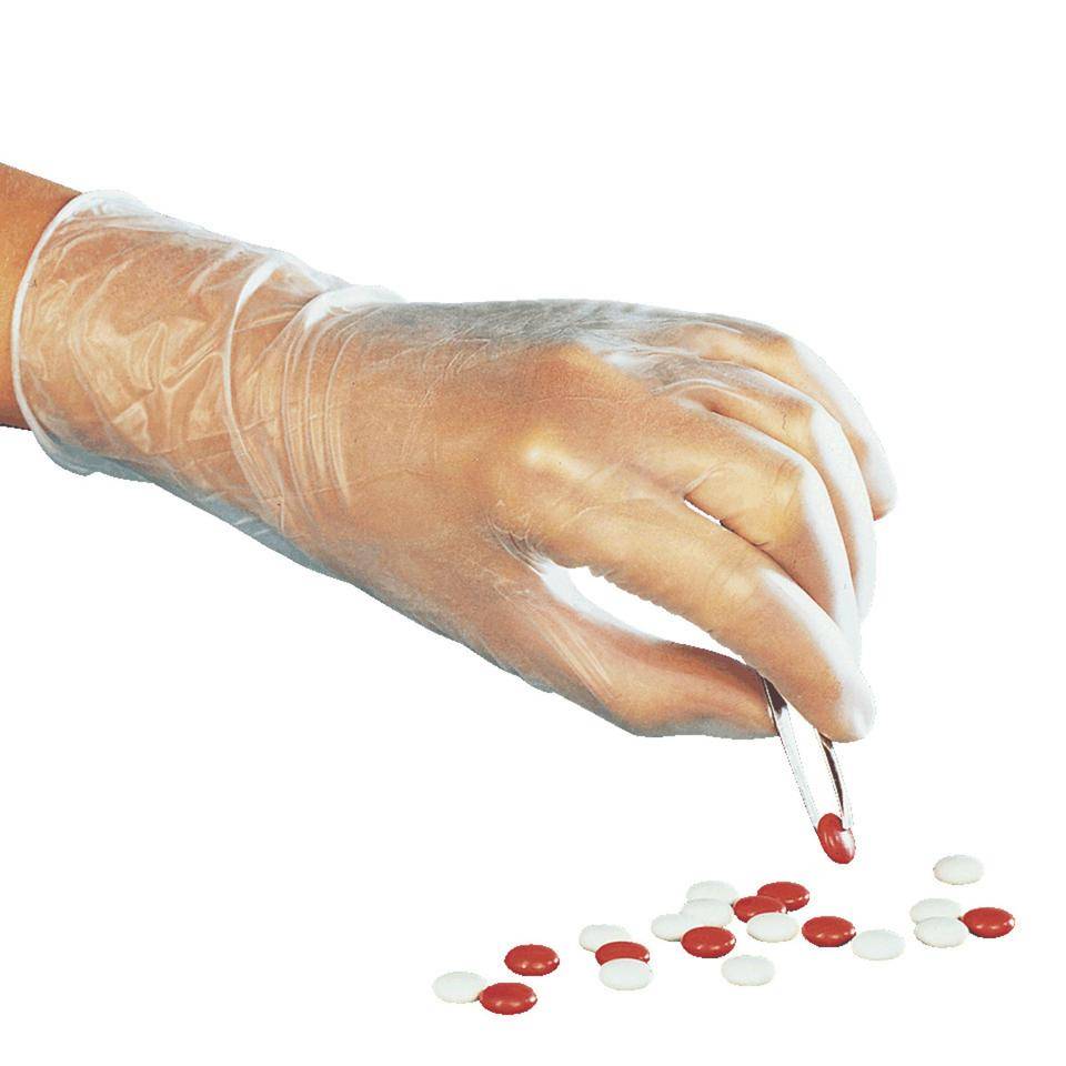 Work Einmalhandschuh SensaNyl®, Kat.I, transparent, puderfrei, Vinyl, Größe 8, 100/VE
