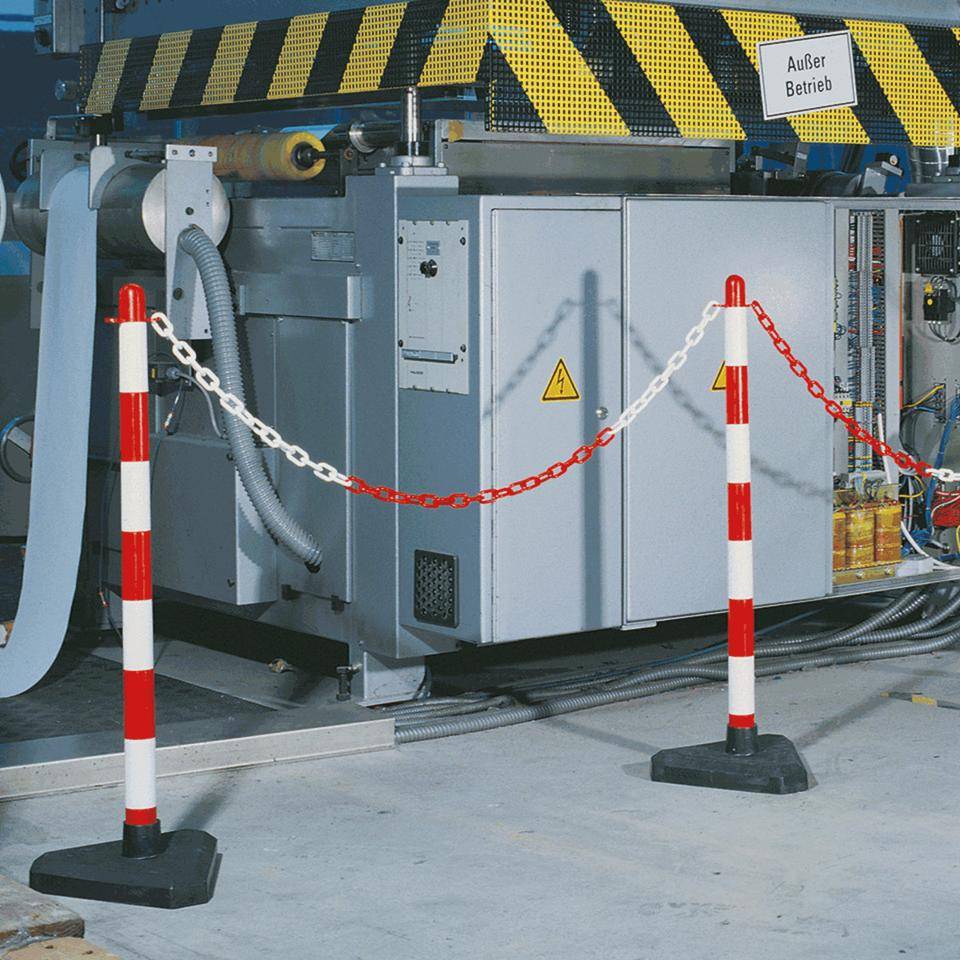 K.57 Kettenständer-Set Intern Medi, 6-tlg., rot/weiß, Kette nachl., Ø40mm, 900mm