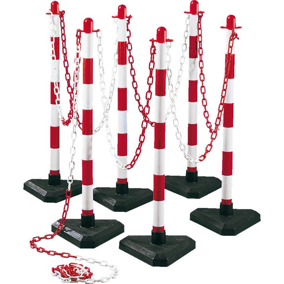 K.57 Kettenständer-Set Intern Medi, 6-tlg., rot/weiß, Kette nachl., Ø40mm, 900mm