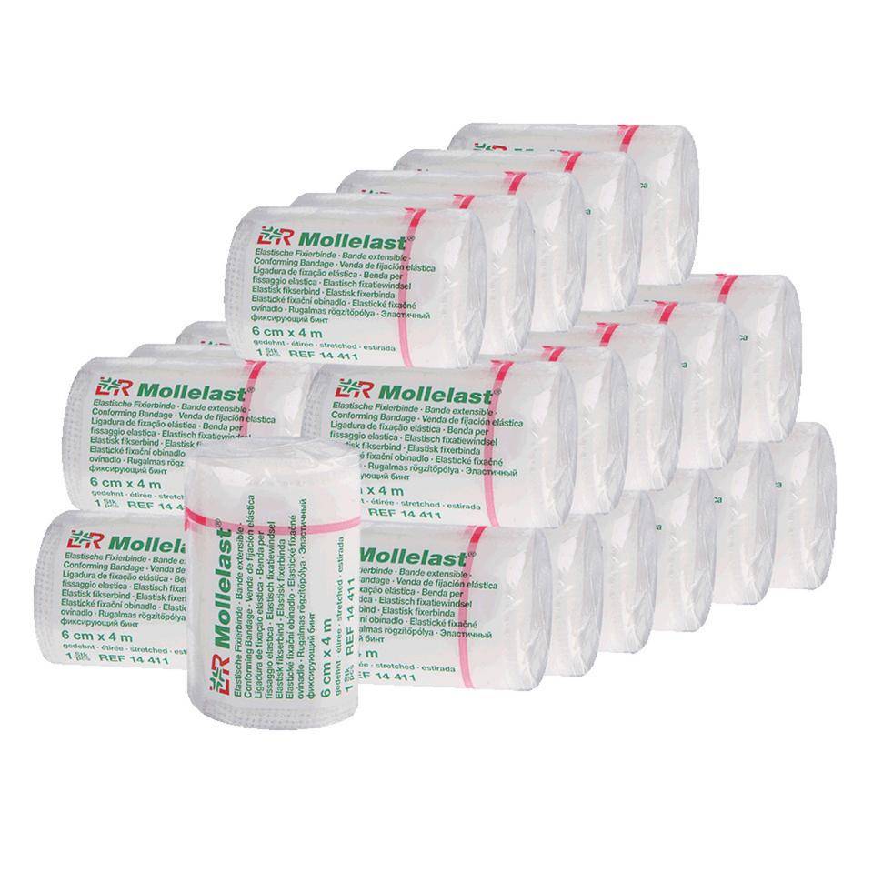Mollelast® Fixierbinde, hautverträglich, elastisch, 6cmx4m/RO, 20 Rollen/VE