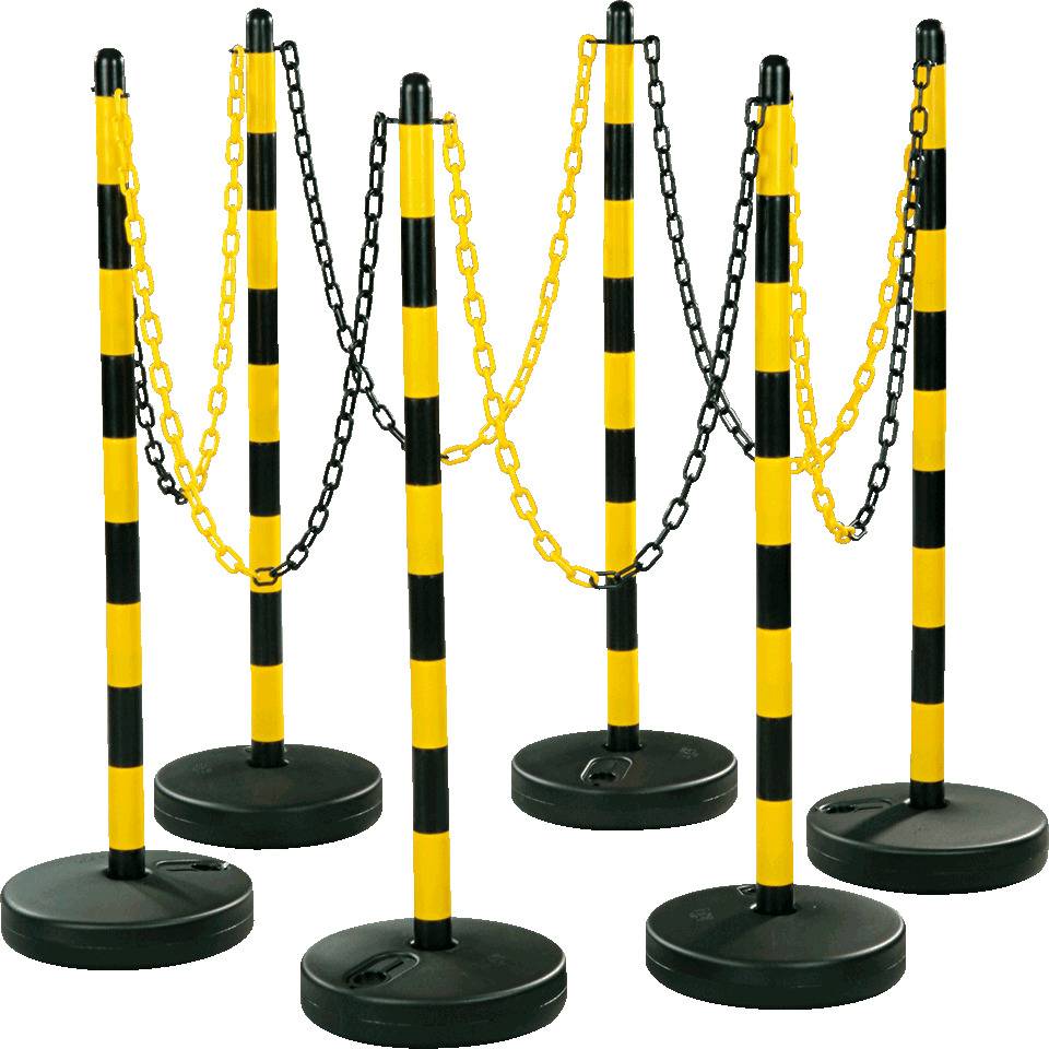 K.57 Kettenständer-Set Universal Medi,6-tlg.,m.Fuß,gelb/schwarz,Kunststoff,900mm