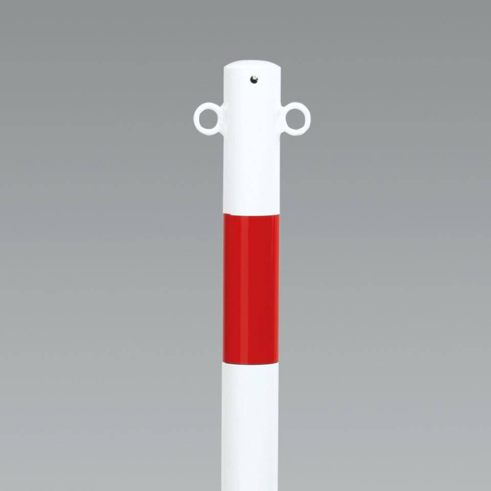 K.57 Absperrpfosten Bern,2 Kettenösen,herausnehm.,rot/reflekt.-weiß,Ø60mm,1400mm