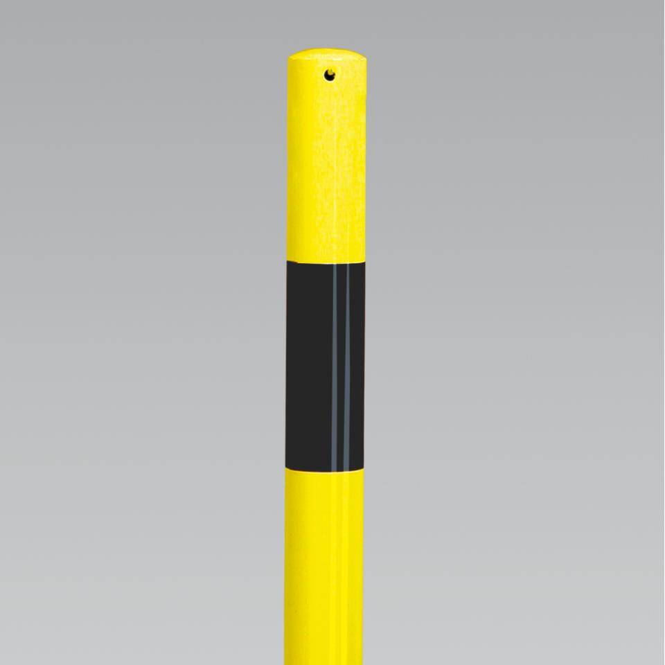K.57 Absperrpfosten Bern,ohne Kettenöse,herausnehmbar,gelb/schwarz,Ø 60mm,1400mm