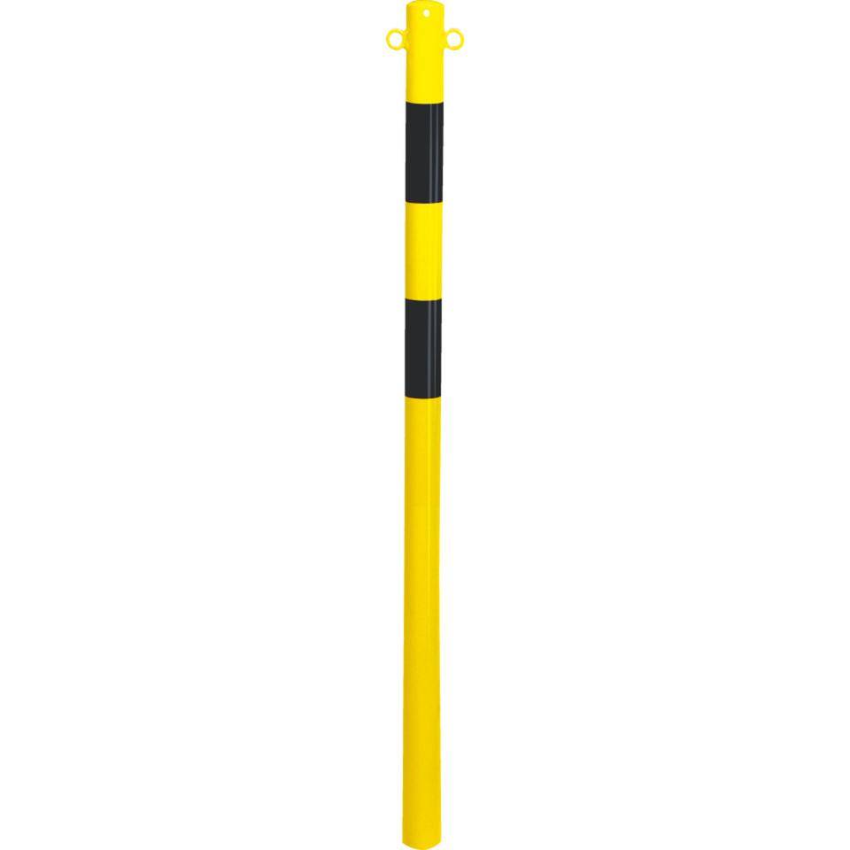K.57 Absperrpfosten Bern,2 Kettenösen,herausnehmbar,gelb/schwarz,Ø 60mm,1400mm